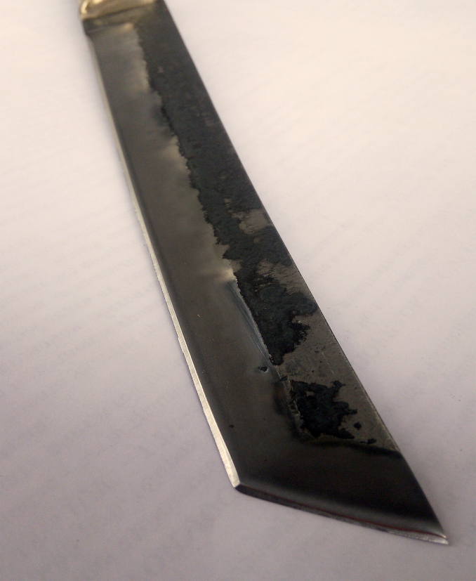 Купить нож  Танто от Ножеяр ™, Клинок - сталь Х12МФ, рукоять - стабилизированная карельская береза, акриловый композит
