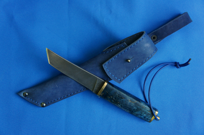 Купить нож  Ронин от Ножеяр ™, Клинок - дамасская сталь, рукоять - стабилизированная карельская береза